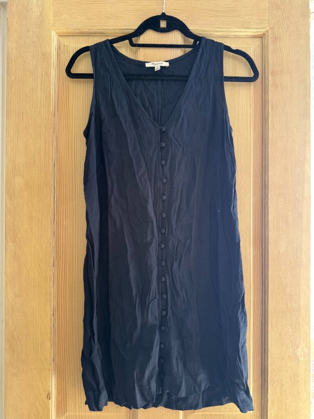 Madewell Blue Sleeveless Button Front Dress | Size XS